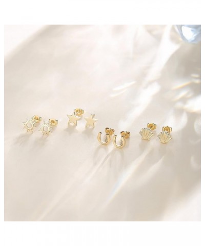 14K Solid Yellow Gold Stud Earrings Dainty Tiny Delicate Durable Small Earrings Fine Jewelry Birthday Gifts for Women Girls S...