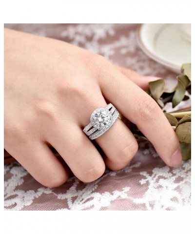 S925 4Ct Wedding Bridal Sets for Women Engagement Rings Wedding Band CZ Anniversary Ring Silver $25.84 Sets