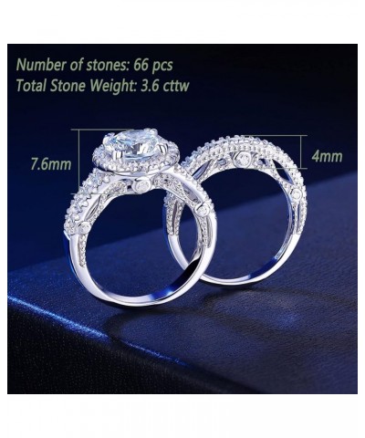 S925 4Ct Wedding Bridal Sets for Women Engagement Rings Wedding Band CZ Anniversary Ring Silver $25.84 Sets