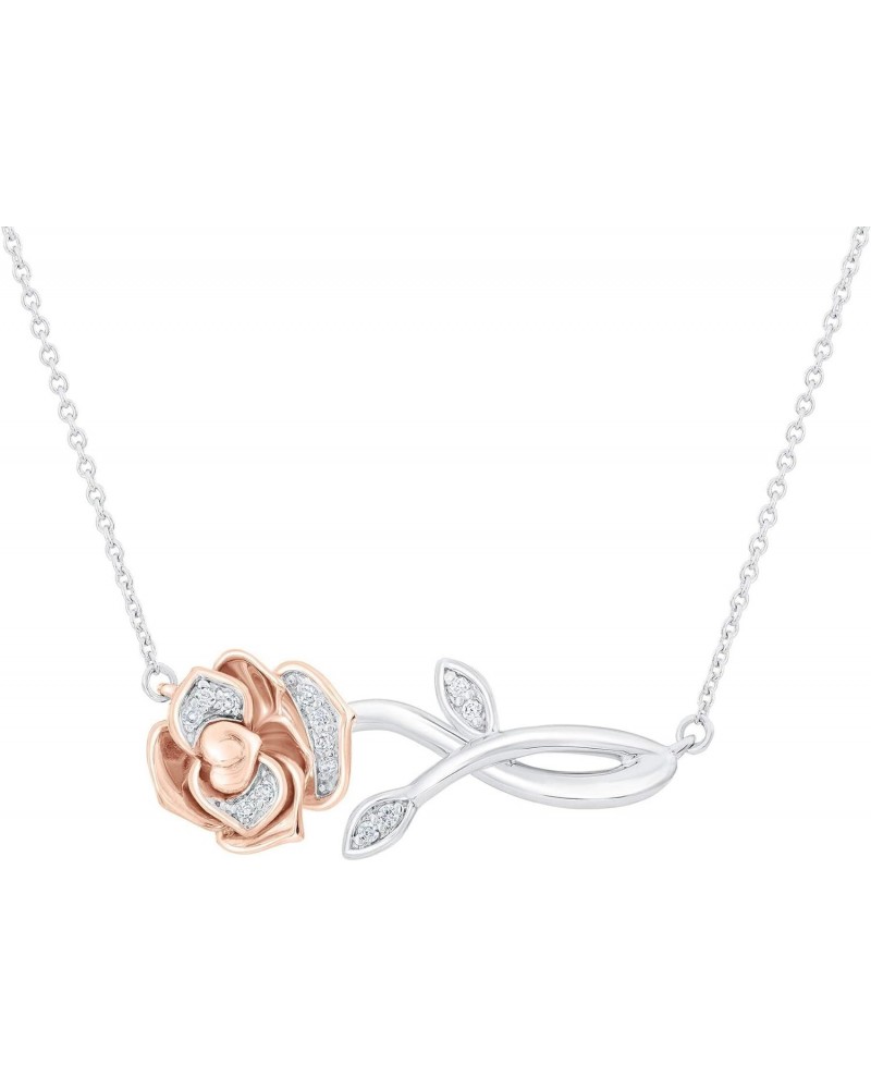 Enchanted Disney Belle's Rose Diamond Necklace 1/20ctw $65.60 Necklaces