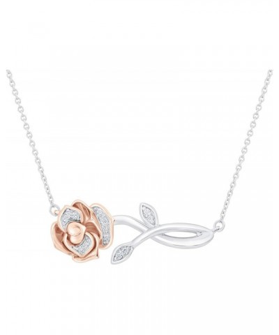 Enchanted Disney Belle's Rose Diamond Necklace 1/20ctw $65.60 Necklaces