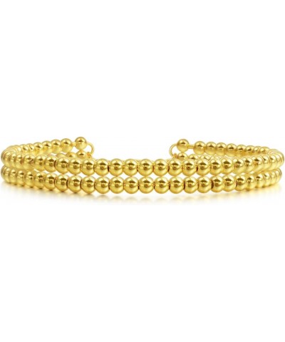 999.9 24K Solid Gold Price-by-Weight 20.58g Gold Double-Layered Beads Openable Cuff Bangle for Women 82795K | 7 (Wrist Size:1...