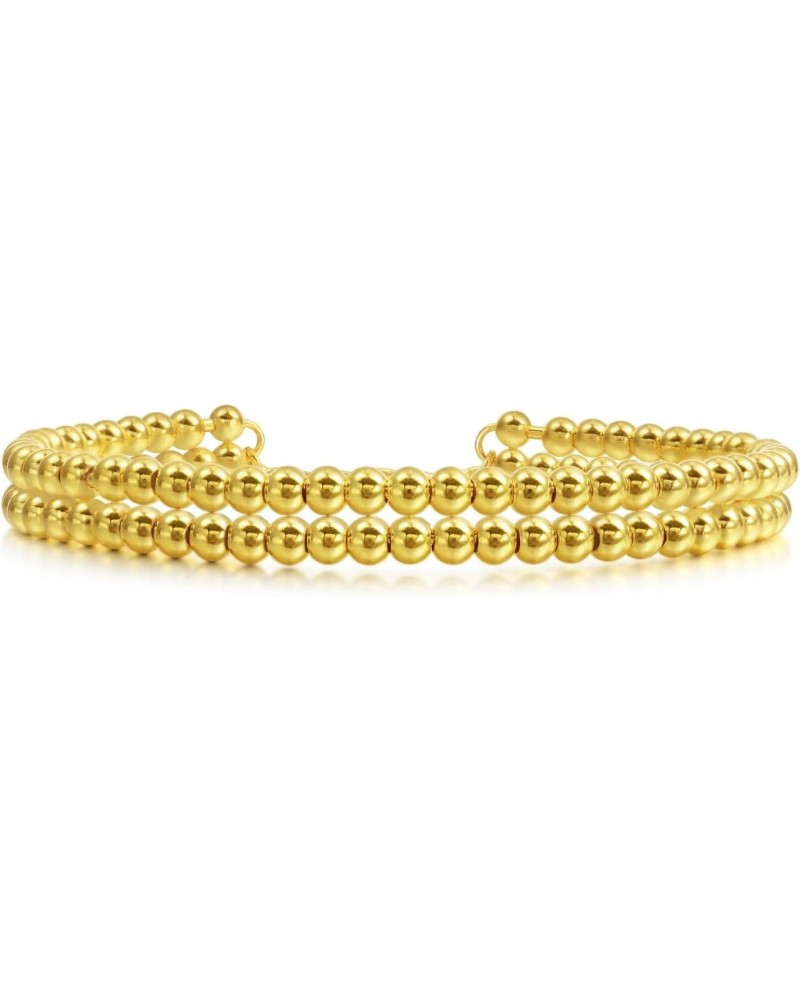 999.9 24K Solid Gold Price-by-Weight 20.58g Gold Double-Layered Beads Openable Cuff Bangle for Women 82795K | 7 (Wrist Size:1...