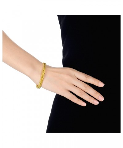 999.9 24K Solid Gold Price-by-Weight 20.58g Gold Double-Layered Beads Openable Cuff Bangle for Women 82795K | 7 (Wrist Size:1...