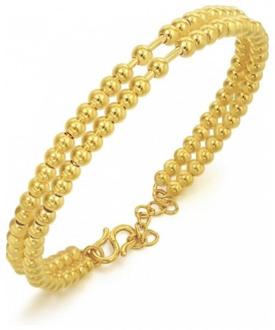 999.9 24K Solid Gold Price-by-Weight 20.58g Gold Double-Layered Beads Openable Cuff Bangle for Women 82795K | 7 (Wrist Size:1...