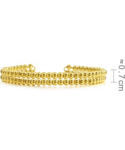 999.9 24K Solid Gold Price-by-Weight 20.58g Gold Double-Layered Beads Openable Cuff Bangle for Women 82795K | 7 (Wrist Size:1...