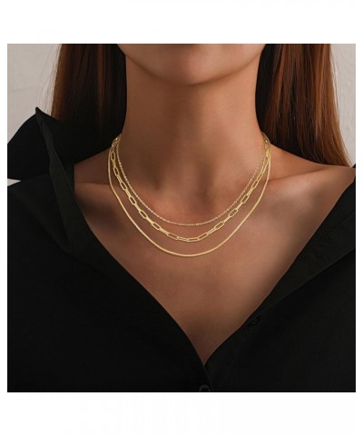 Choker Necklace for Women Dainty 14k Gold Plated Chunky Snake Chain Necklace Layered Gold Simple Trendy Gold Jewelry Gift for...