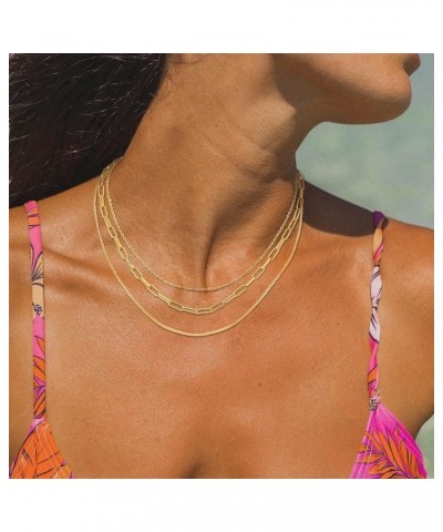 Choker Necklace for Women Dainty 14k Gold Plated Chunky Snake Chain Necklace Layered Gold Simple Trendy Gold Jewelry Gift for...