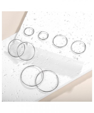 925 Sterling Silver Hoops Huggie Stud Earrings Set Thin Hoops Cubic Zirconia Earrings for Women Pack of 3-6 Pairs 4 Silver Ho...