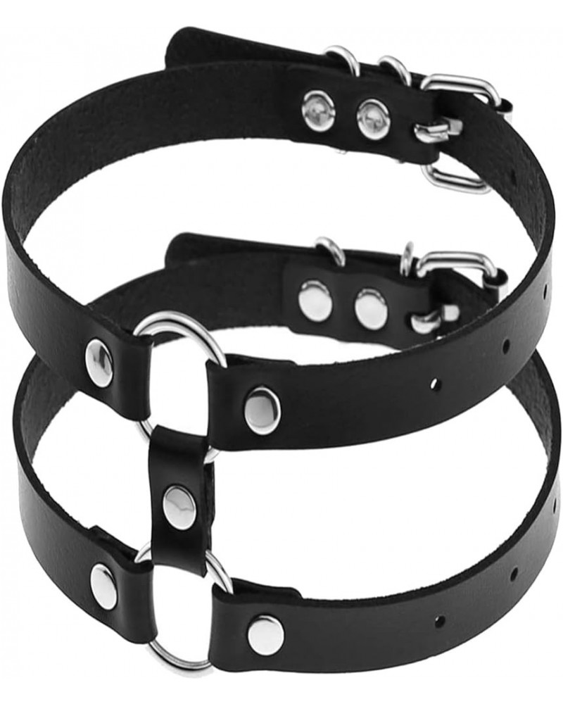 Adjustable 2 Rows Black Leather Collar for Women,Punk Rock Armbands Harness Jewelry Necklace for Man Only Collar $8.29 Necklaces