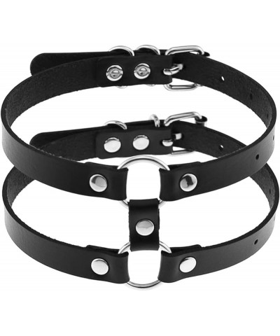 Adjustable 2 Rows Black Leather Collar for Women,Punk Rock Armbands Harness Jewelry Necklace for Man Only Collar $8.29 Necklaces