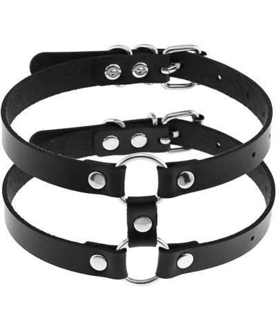 Adjustable 2 Rows Black Leather Collar for Women,Punk Rock Armbands Harness Jewelry Necklace for Man Only Collar $8.29 Necklaces