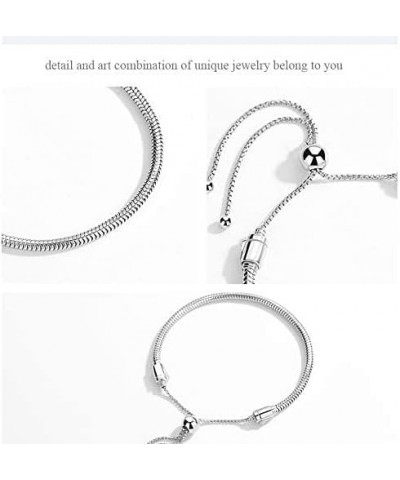 Authentic Adjustable Clip On/Off European Charm Bracelets 925 Sterling Silver 3mm Snake Chain Fits Pandora Beads Pendants & M...