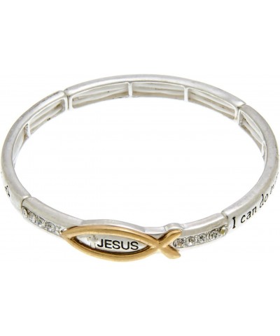 Two Tone Jesus Fish Symbol Stretch Bracelet $12.38 Bracelets