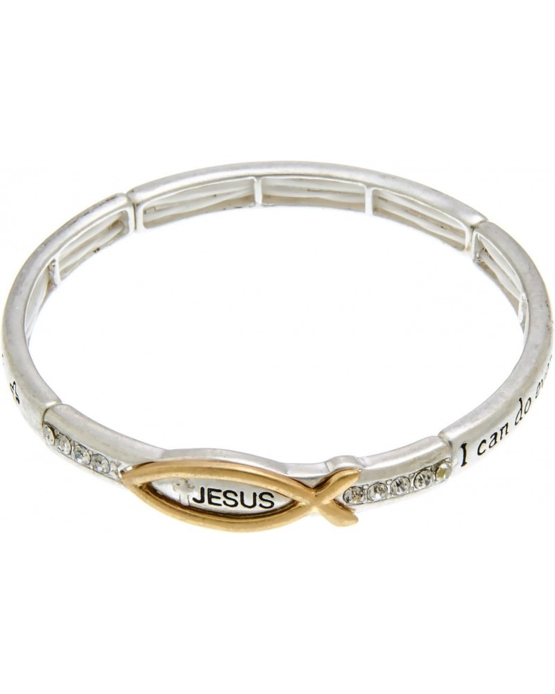 Two Tone Jesus Fish Symbol Stretch Bracelet $12.38 Bracelets