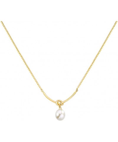 S925 Single Pearl Freshwater Cultured Knot Infinity Pearl Pendant Dainty Necklaces Anniversary Wedding Gift for Women Girls G...