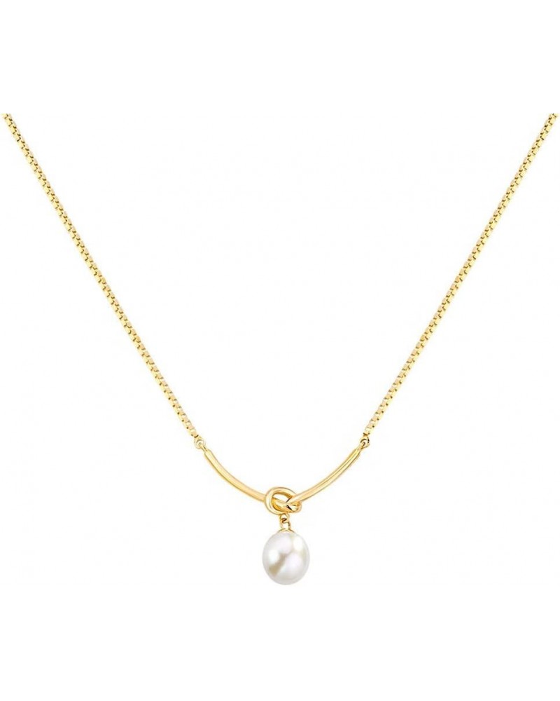 S925 Single Pearl Freshwater Cultured Knot Infinity Pearl Pendant Dainty Necklaces Anniversary Wedding Gift for Women Girls G...