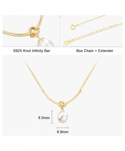 S925 Single Pearl Freshwater Cultured Knot Infinity Pearl Pendant Dainty Necklaces Anniversary Wedding Gift for Women Girls G...