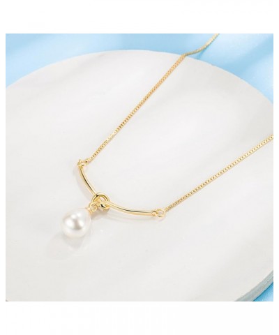 S925 Single Pearl Freshwater Cultured Knot Infinity Pearl Pendant Dainty Necklaces Anniversary Wedding Gift for Women Girls G...