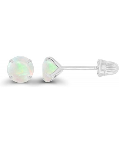 Solid 14k Gold Hypoallergenic 4mm Round Birthstone Solitaire Prong Set Screw Back Stud Earrings Opal Genuine White Gold $24.7...