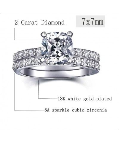 2 CT Round / Cushion / Oval / Rectangle / Marquise / Pearl Cubic Zirconia Engagement Rings for Women, 18K White Gold Plated F...