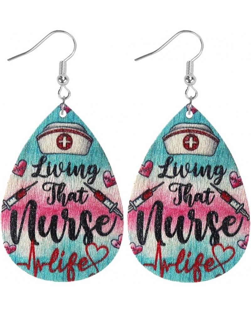 Funny Wooden Nurse Earrings Handmade Colorful Wood Nurse Day Drop Dangle Earrings Jewelry Gifts for Nurse Doctor Appreciation...