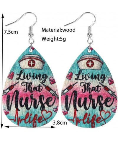 Funny Wooden Nurse Earrings Handmade Colorful Wood Nurse Day Drop Dangle Earrings Jewelry Gifts for Nurse Doctor Appreciation...