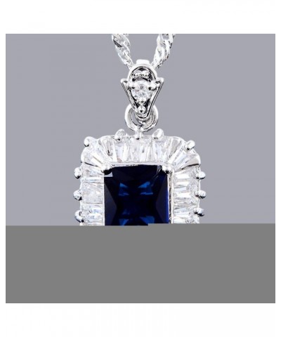 Pendant with 18" Chain & Rectangular Cut CZ [5 Colors available] in White Gold Plated, Simple Modern Elegant Blue $8.39 Neckl...