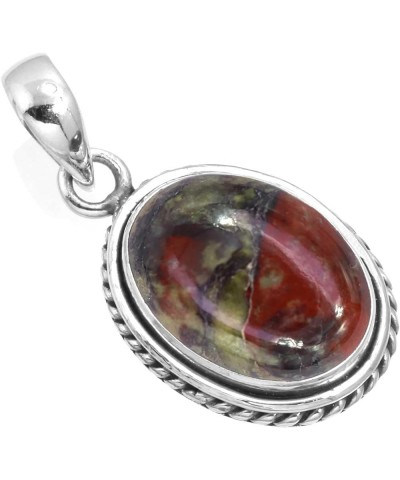 925 Sterling Silver Handmade Pendant for Women 12x16 Oval Gemstone Statement Jewelry for Gift (99548_P) Dragon Blood Jasper $...