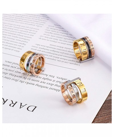 Women's Stainless Steel with Zirconia Roman Numerals 3 in 1 Ring Rose Gold + White $10.99 Rings