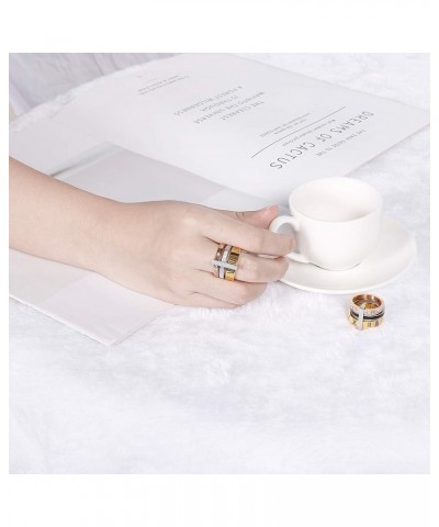 Women's Stainless Steel with Zirconia Roman Numerals 3 in 1 Ring Rose Gold + White $10.99 Rings