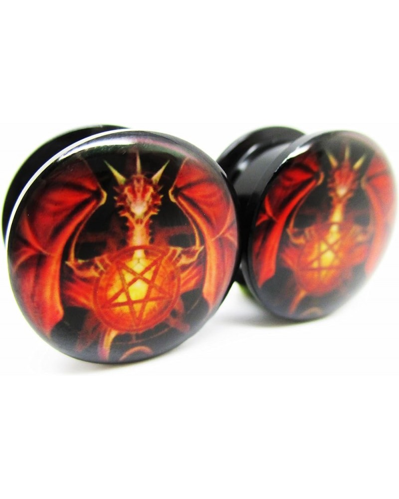 Dragon Pentagram Ear Plugs - Acrylic Screw-On - 8 Sizes Pair* 5/8" (16mm) $10.07 Body Jewelry