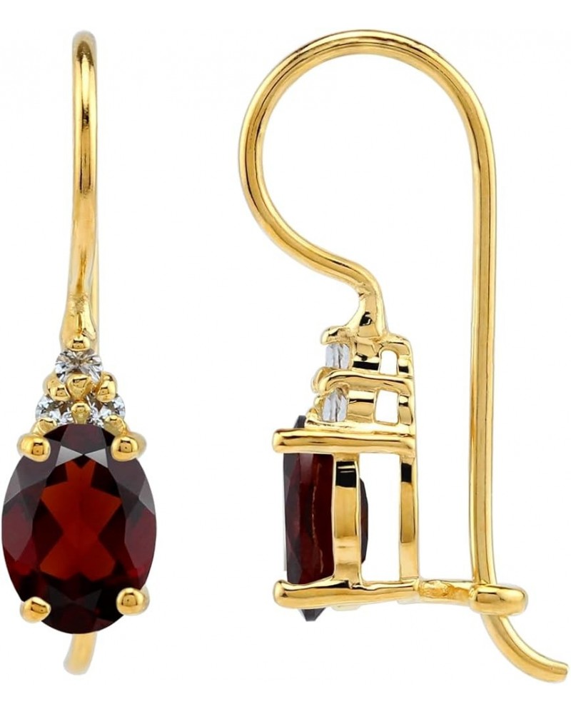 Birthstone Gemstones 925 Sterling Silver Hook Earrings Natural Red Garnet&topaz - Yellow Gold Plated yellow gold plated $17.6...