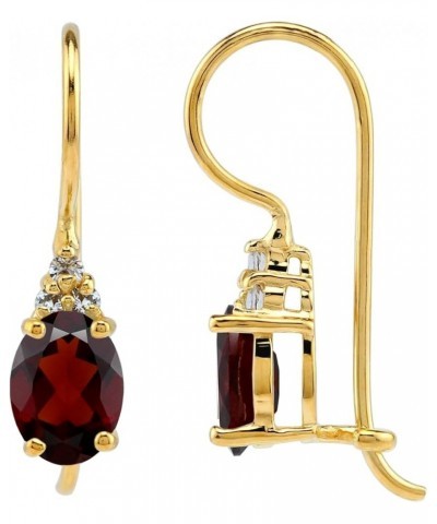 Birthstone Gemstones 925 Sterling Silver Hook Earrings Natural Red Garnet&topaz - Yellow Gold Plated yellow gold plated $17.6...