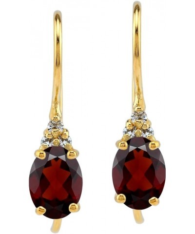 Birthstone Gemstones 925 Sterling Silver Hook Earrings Natural Red Garnet&topaz - Yellow Gold Plated yellow gold plated $17.6...