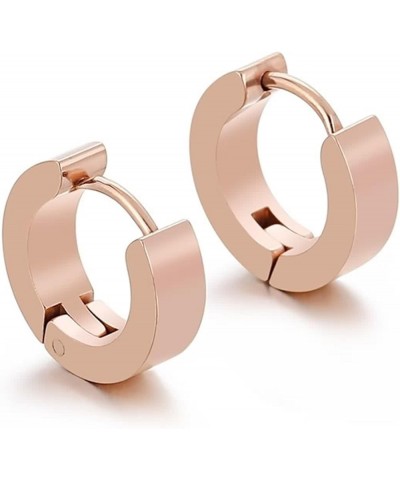 Earrings for Women Titanium, Metal Hoop Earrings Circle Geometry Simple Style Gift for Wife Mom Her Friend rose gold 4x9 $10....