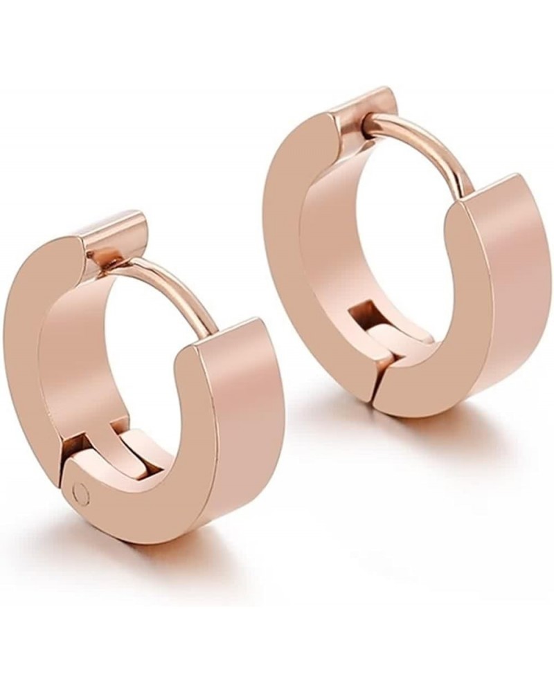 Earrings for Women Titanium, Metal Hoop Earrings Circle Geometry Simple Style Gift for Wife Mom Her Friend rose gold 4x9 $10....