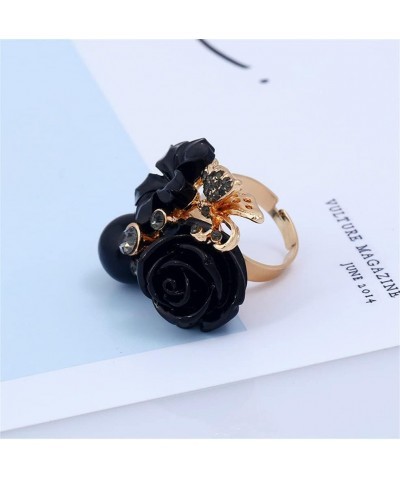 CZ Rose Flower Wedding Ring for Women Girls Statement Engagement Round Rhinstone Crystal Aryclic Daisy Plumeria Adjustable Op...