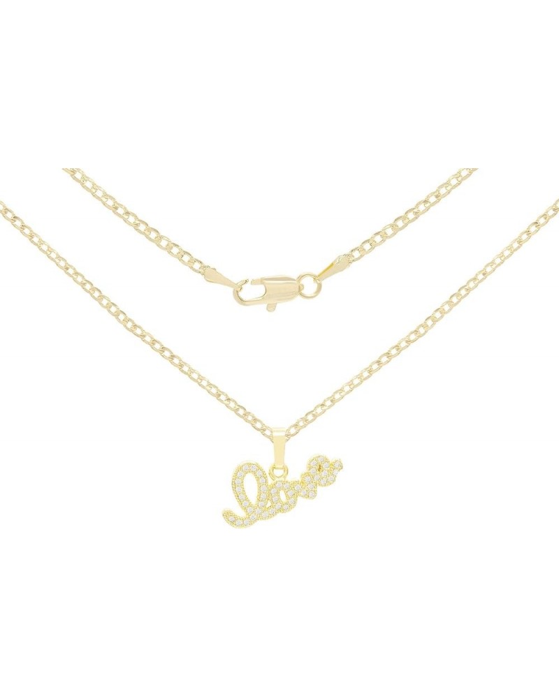 BEBERLINI Lock Love Pendant 14K Gold Filled Box Rope Cuban Link Necklace CZ Charm Set Lobster Clasp Cubic Zirconia Fashion Je...