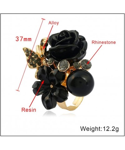 CZ Rose Flower Wedding Ring for Women Girls Statement Engagement Round Rhinstone Crystal Aryclic Daisy Plumeria Adjustable Op...