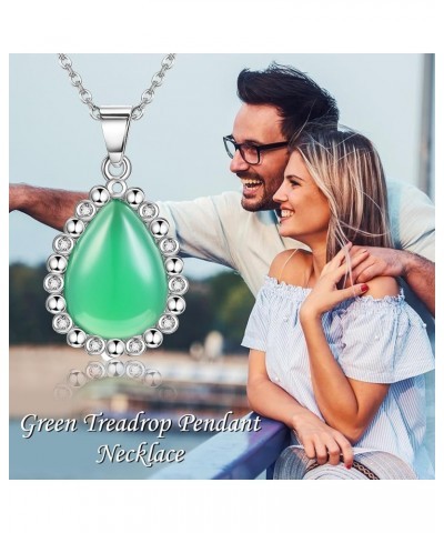 Jade/Aquamarine Necklace 925 Sterling Silver Gemstone Pendant Jewelry Christmas Birthday Valentines Day Gifts for Women Girls...