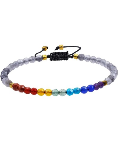 7 Chakra Faceted 4mm Stone Bead Bracelet for Women, Healing Crystal Yoga Bracelets for Men, 7"-8.5" Strand cloudy quartz $9.4...