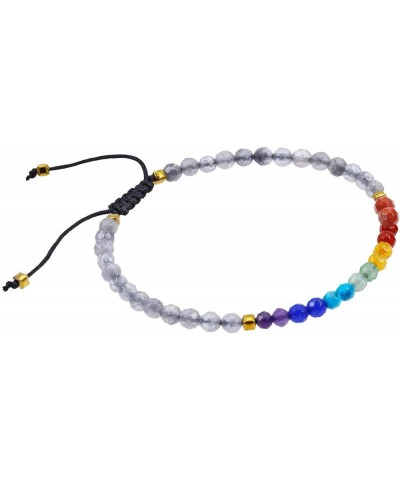 7 Chakra Faceted 4mm Stone Bead Bracelet for Women, Healing Crystal Yoga Bracelets for Men, 7"-8.5" Strand cloudy quartz $9.4...