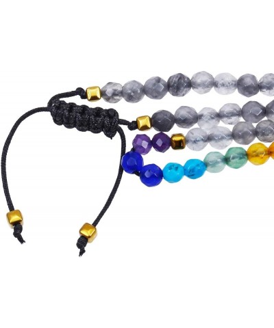 7 Chakra Faceted 4mm Stone Bead Bracelet for Women, Healing Crystal Yoga Bracelets for Men, 7"-8.5" Strand cloudy quartz $9.4...