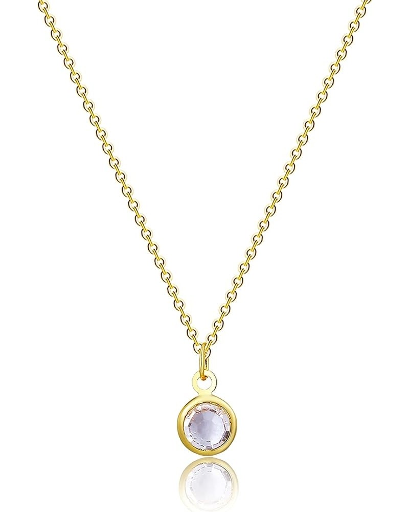 18K Gold Plated Dainty Birthstone Pendant Necklace Personalized Minimalist Simulated Diamond Cubic Zirconia Birthstone Charm ...