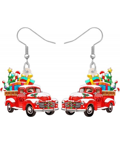 Acrylic Christmas Truck Tree Garland Earrings Drop Dangle Jewelry For Women Kids Teens Festival Gifts Christmas Red Truck B $...