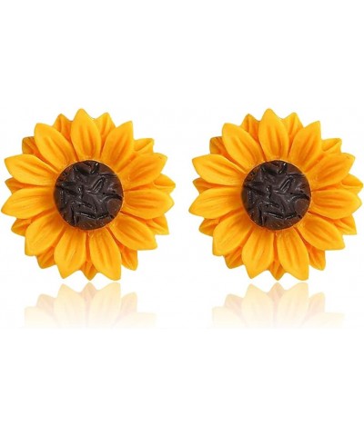 CHUNYANAN Fashion Simplicity Sunflower Dangle Drop Earrings for Women Girls Yellow Enamel Daisy Sun Flower Personalized Earri...