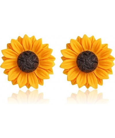 CHUNYANAN Fashion Simplicity Sunflower Dangle Drop Earrings for Women Girls Yellow Enamel Daisy Sun Flower Personalized Earri...