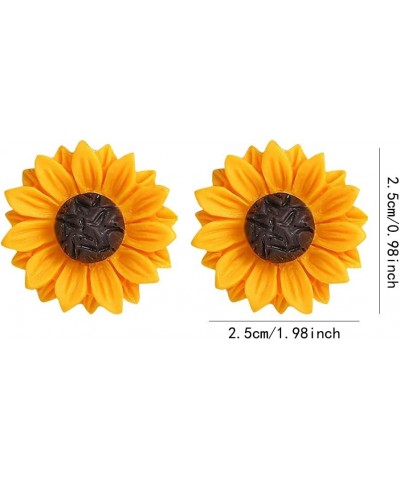 CHUNYANAN Fashion Simplicity Sunflower Dangle Drop Earrings for Women Girls Yellow Enamel Daisy Sun Flower Personalized Earri...