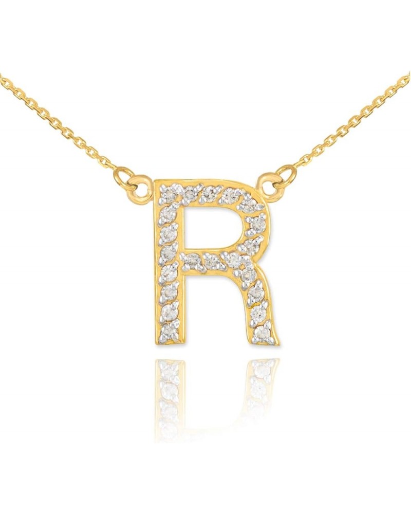 14K Yellow Gold Diamond Accented Personalized Initial Letter Pendant Necklace, 1/20-1/5 Cttw (J-K color, I1-I2 Clarity), Your...